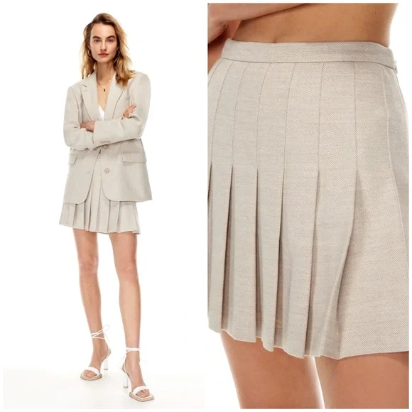 Aritzia Wilfred Sophia Blazer & Juliet Skirt Set in Herringbone/Birch - Picture 2 of 4